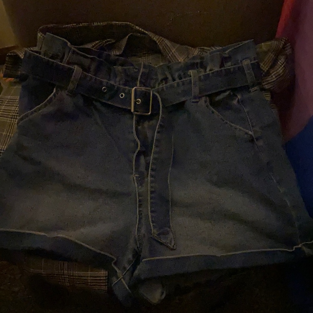 Denim high rise shorts
